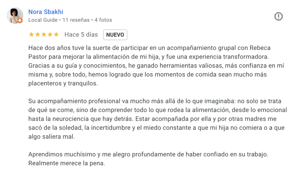 Testimonio Rebeca Pastor nutricionista infantil mi hijo no come