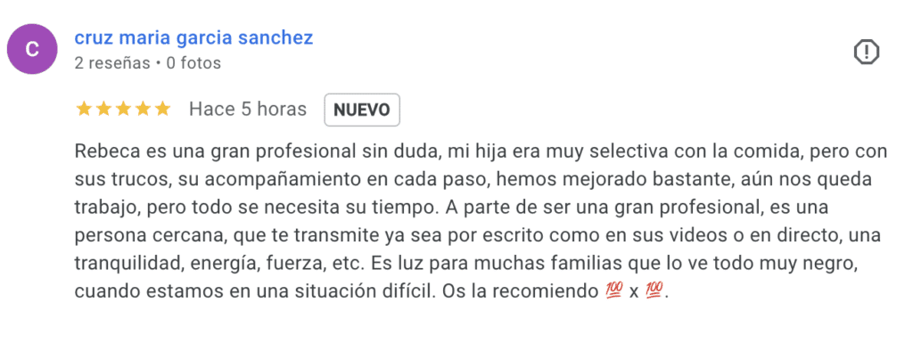 Testimonio Rebeca Pastor nutricionista infantil mi hijo no come