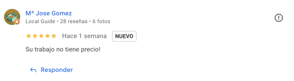 Reseña de Google de María José sobre Rebeca Pastor nutricionista infantil