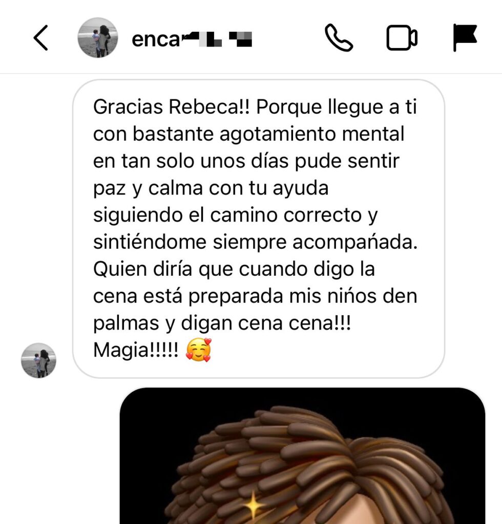 Captura del testimonio de Encarni sobre la magia en la mesa