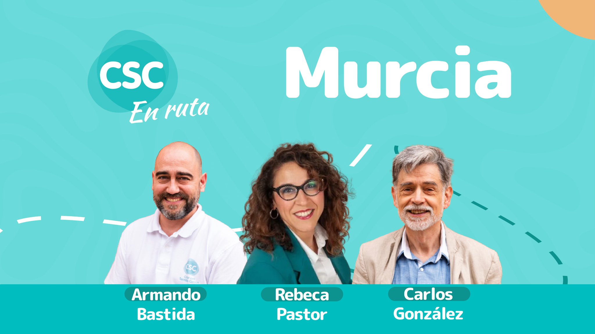 Cartel de la jornada de CSC con Armando Bastida, Carlos Gonzales y Rebeca Pastor en Murcia