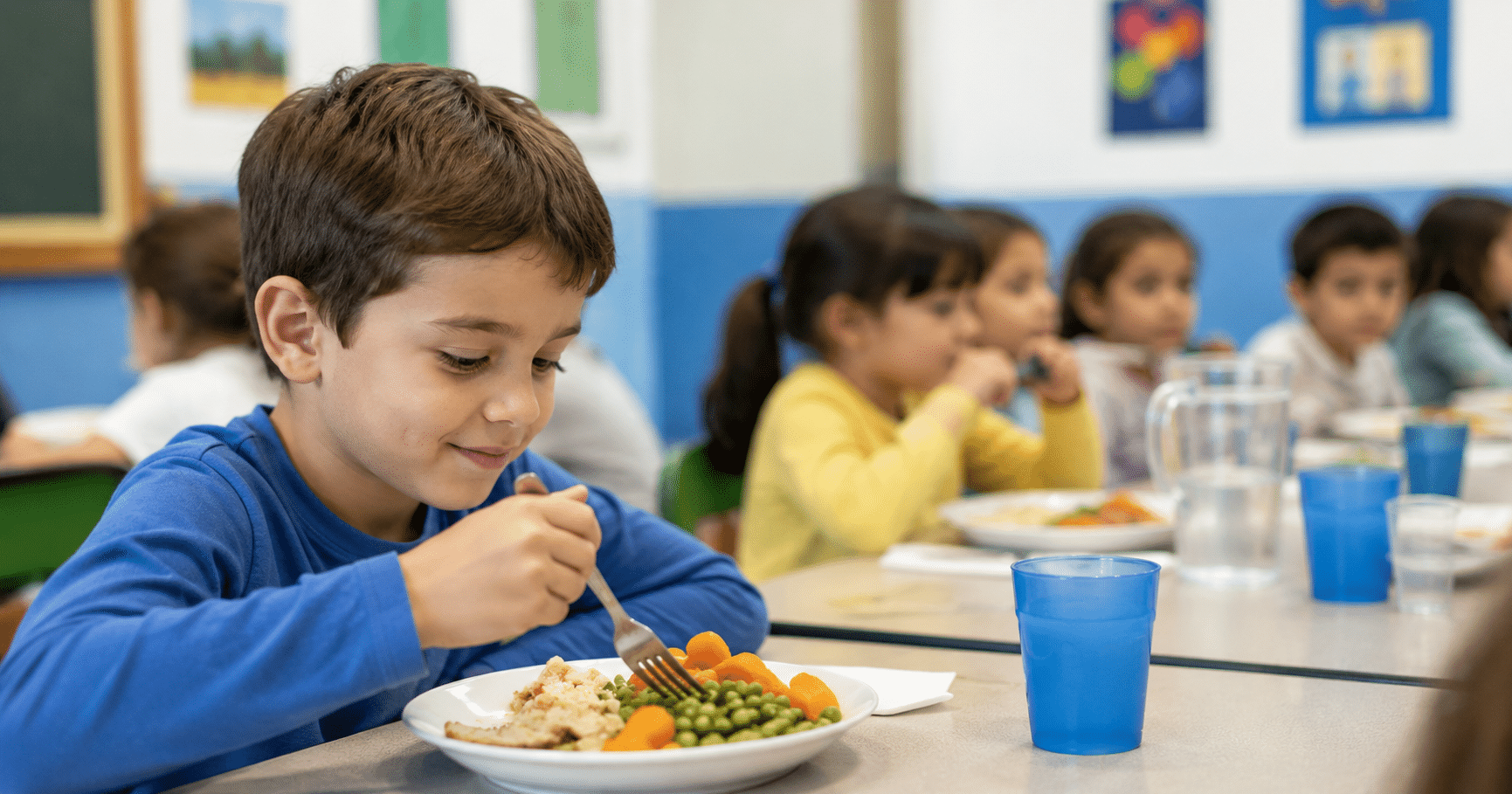 niño comiendo en colegio comedor escolar selectividad alimentaria