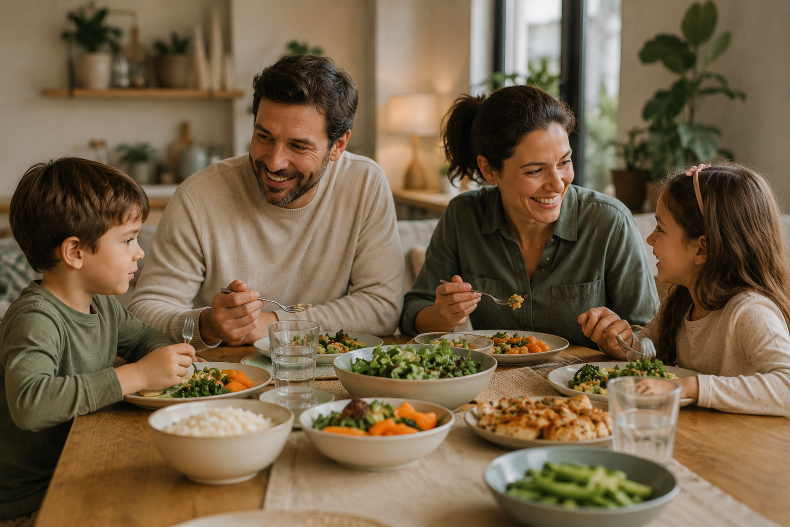 Comida familiar con un ambiente acogedor