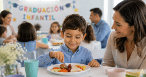 niño selectivo en graduación infantil mesa convite