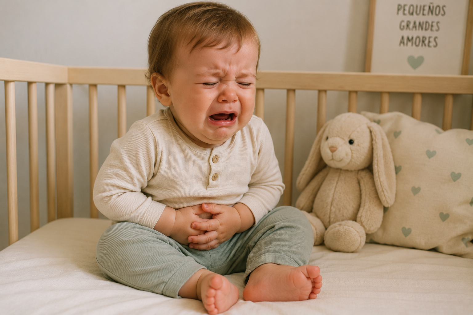 bebé llorando por molestias de estreñimiento