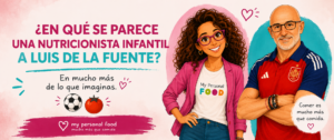 Nutricionista infantil Rebeca Pastor y el entrenador Luis de la Fuente comparando comer y entrenar