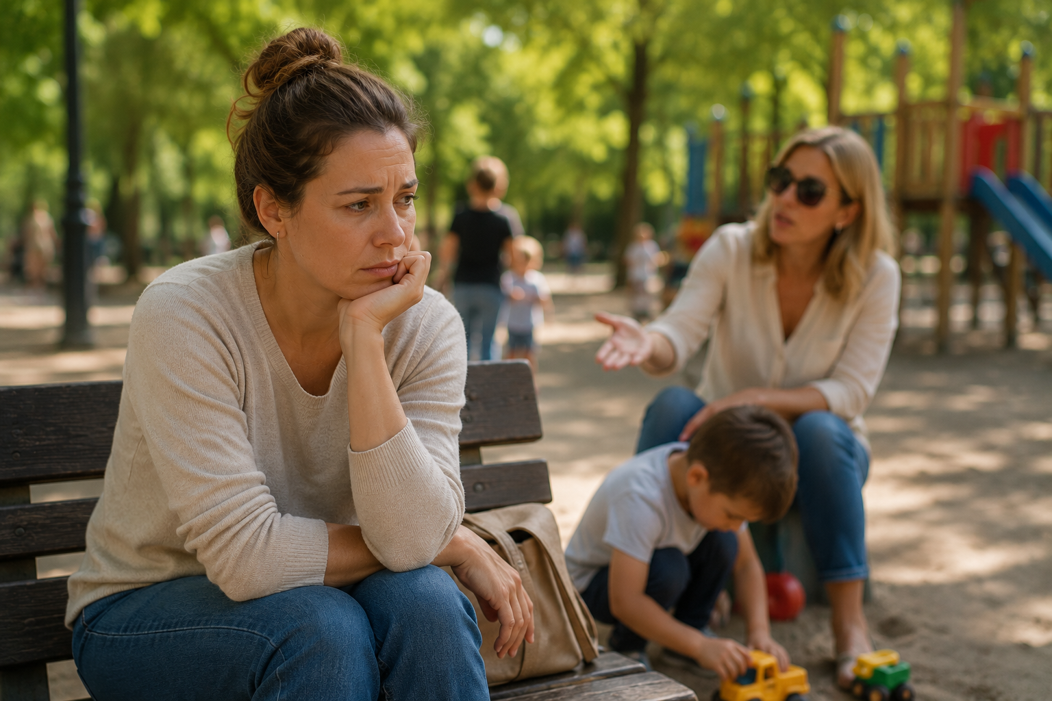 madre pensativa tras un comentario sobre la comida de su hijo