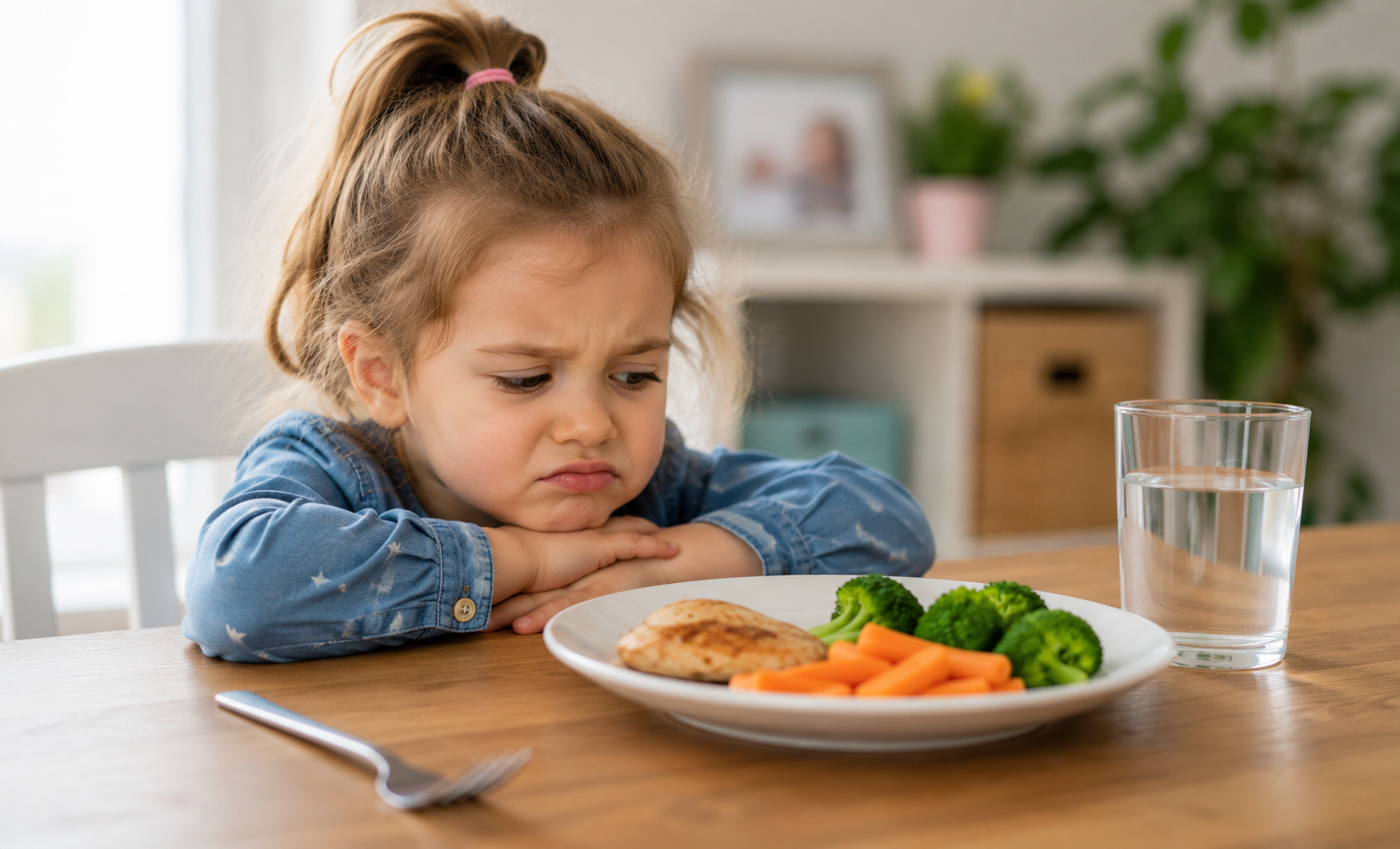 niño mirando con desconfianza el plato de comida